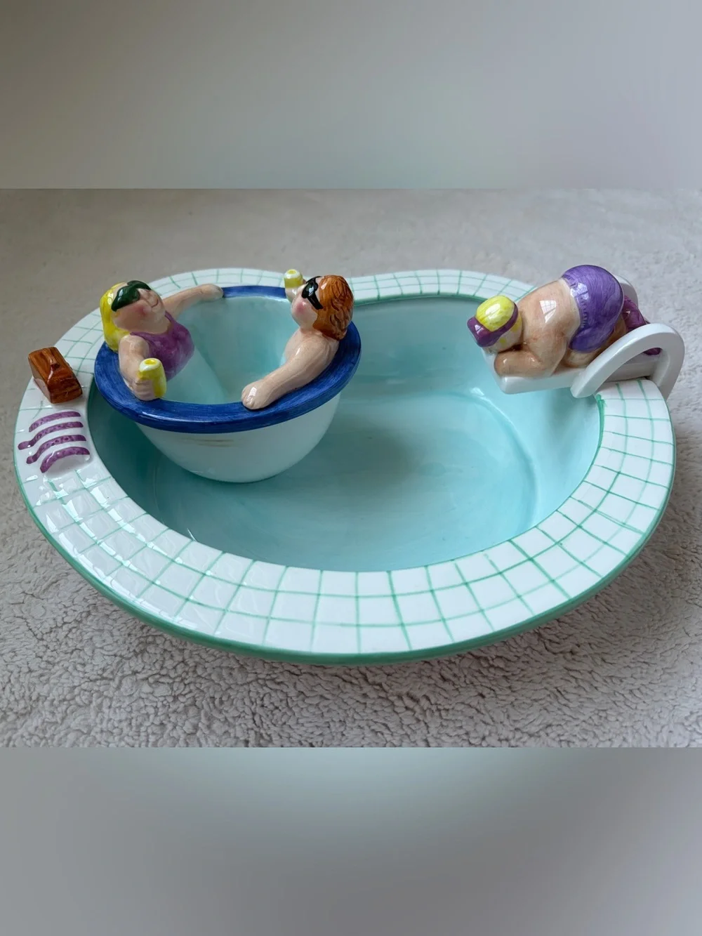 Vintage 1995 Lotus Pool Chip and Dip Bowl Set